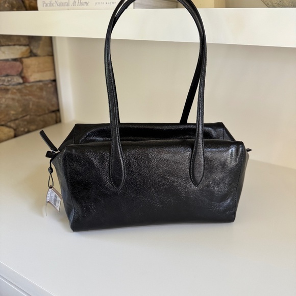 Massimo Dutti Crackled Nappa Satchel Bag - Black - Picture 1 of 13